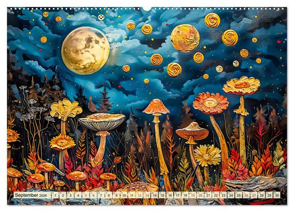 Produktbild: Blumenn&auml;chte im Mondlicht - Poesie des Himmels und der Erde (hochwertiger Premium Wandkalender 2026 DIN A2 quer), Kunstdruck in Hochglanz