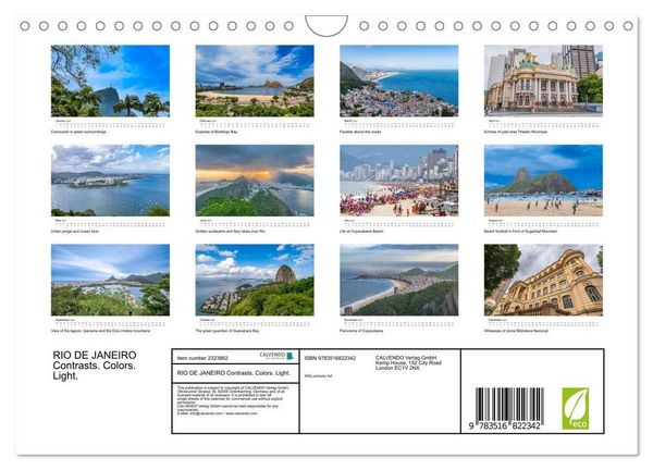 Produktbild: RIO DE JANEIRO Contrasts. Colors. Light. (Wall Calendar 2027 DIN A4 landscape), CALVENDO 12 Month Wall Calendar