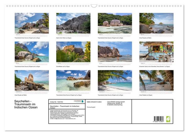 Produktbild: Seychellen - Trauminseln im Indischen Ozean (Wandkalender 2026 DIN A2 quer), CALVENDO Monatskalender
