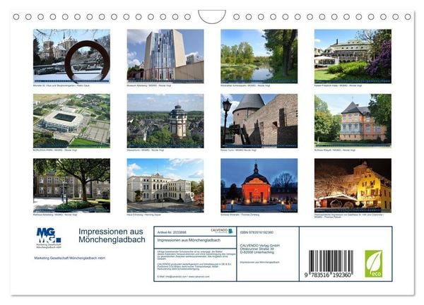 Produktbild: Impressionen aus M&ouml;nchengladbach (Wandkalender 2026 DIN A4 quer), CALVENDO Monatskalender