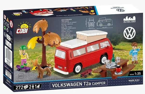 Produktbild: COBI Action Town 24616 - Volkswagen T2a Camper, Bausatz 1:35, 272 Klemmbausteine, 3 Figuren