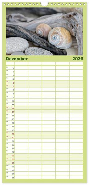 Produktbild: Familienplaner 2026 - Strandgut und Meer mit 5 Spalten (Wandkalender, 21 x 45 cm) CALVENDO