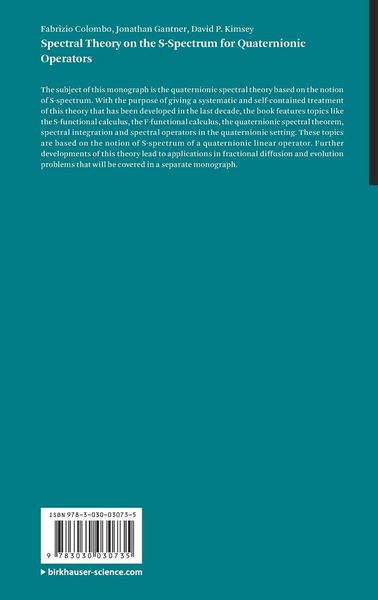 Produktbild: Spectral Theory on the S-Spectrum for Quaternionic Operators