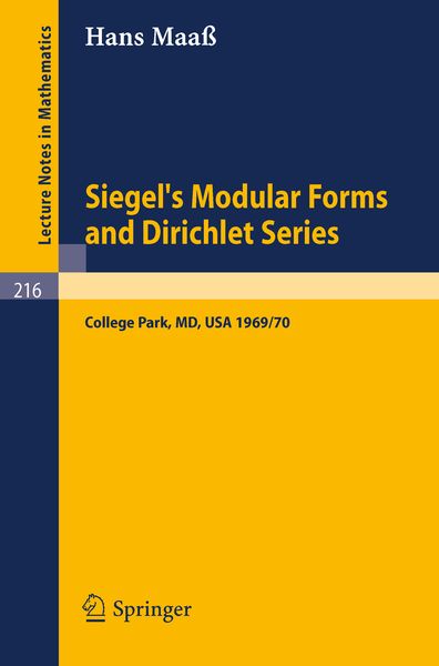 Produktbild: Siegel's Modular Forms and Dirichlet Series