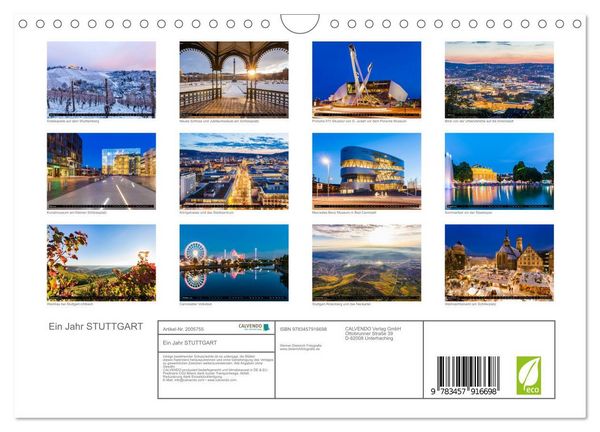 Produktbild: Ein Jahr STUTTGART (Wandkalender 2026 DIN A4 quer), CALVENDO Monatskalender