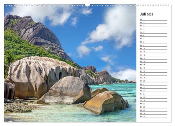 Produktbild: Seychellen: La Digue und Mah&eacute; - zwei Trauminseln (Wandkalender 2026 DIN A2 quer), CALVENDO Monatskalender