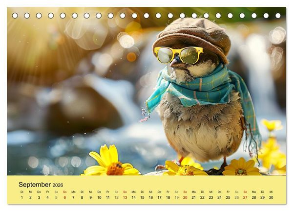 Produktbild: Niedliche V&ouml;gel! Trendige Schnabelstars erobern die Modewelt (Tischkalender 2026 DIN A5 quer), CALVENDO Monatskalender