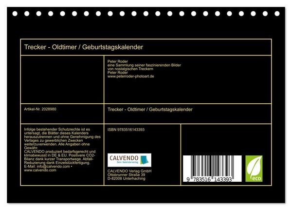Produktbild: Trecker - Oldtimer / Geburtstagskalender (Tischkalender 2026 DIN A5 quer), CALVENDO Monatskalender