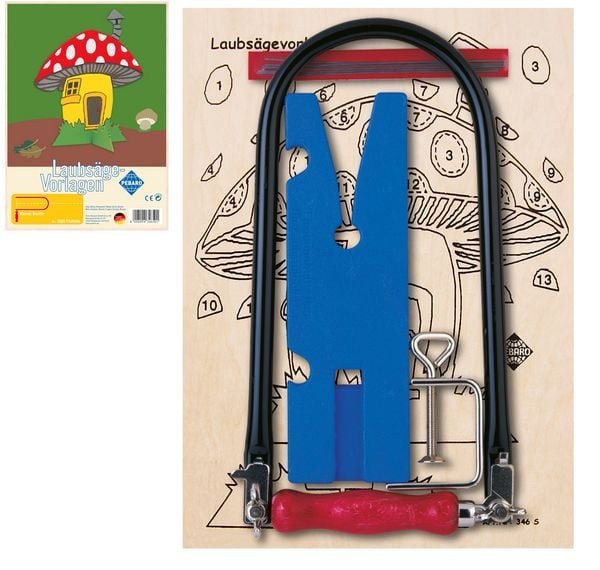 PEBARO 915 - Laubsäge-Set mit Holzvorlage Pilzhütte, 10 Teile