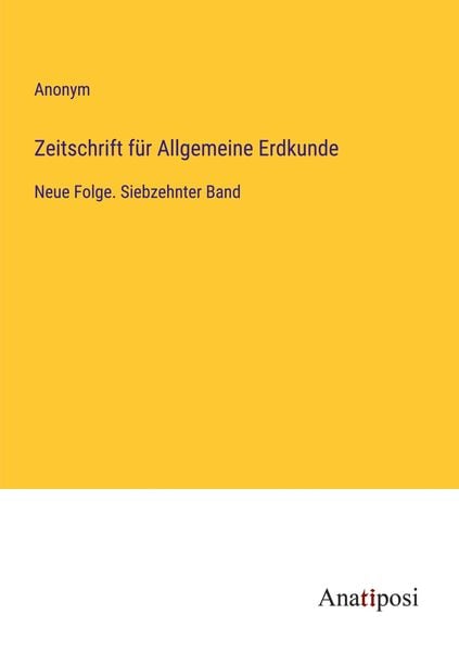 Produktbild: Zeitschrift f&uuml;r Allgemeine Erdkunde