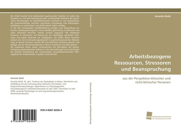 Produktbild: Arbeitsbezogene Ressourcen, Stressoren und Beanspruchung