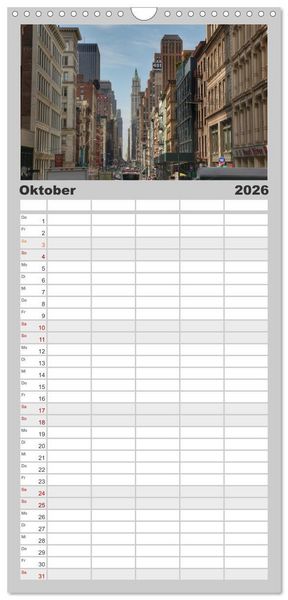 Produktbild: Familienplaner 2026 - Streets of New York - Zu Fu&szlig; durch die Metropole der Superlative mit 5 Spalten (Wandkalender, 21 x 45 cm) CALVENDO
