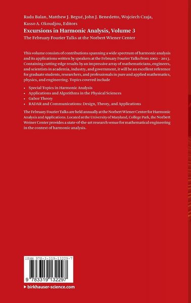 Produktbild: Excursions in Harmonic Analysis, Volume 3