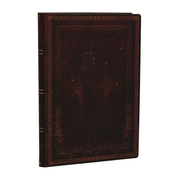 Produktbild: Softcover Notizbuch Schwarzes Marokkoleder Schlicht, Mini, Liniert