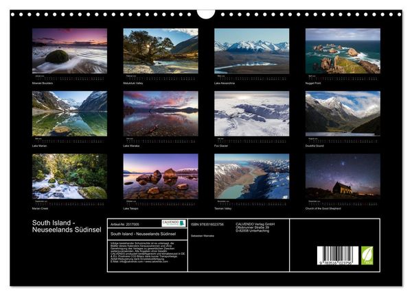 Produktbild: South Island - Neuseelands S&uuml;dinsel (Wandkalender 2026 DIN A3 quer), CALVENDO Monatskalender