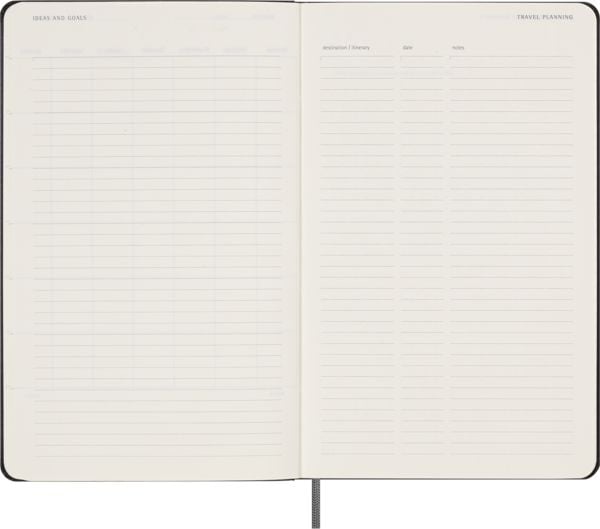 Produktbild: Moleskine undatierter Wochen Notizkalender, L/A5, 1 Wo = 1 Seite, Rechts linierte Seite, Fester Einband mit Textpr&auml;gung gold, Schwarz