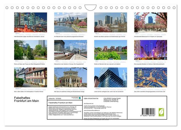 Produktbild: Fabelhaftes Frankfurt am Main (Wandkalender 2026 DIN A4 quer), CALVENDO Monatskalender