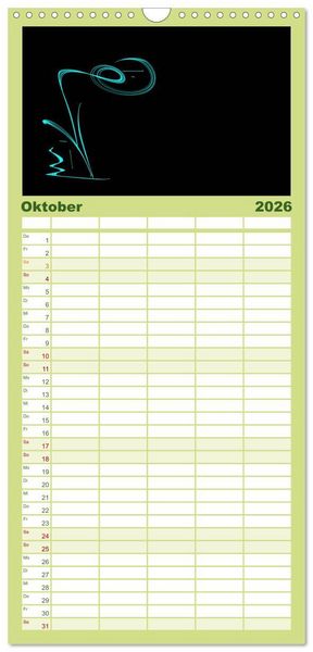 Produktbild: Familienplaner 2026 - Minimalistisch mit 5 Spalten (Wandkalender, 21 x 45 cm) CALVENDO