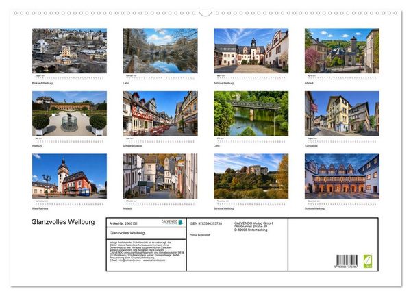 Produktbild: Glanzvolles Weilburg (Wandkalender 2027 DIN A2 quer), CALVENDO Monatskalender