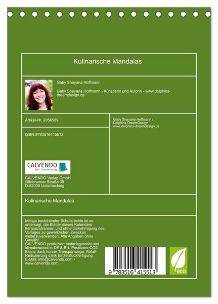 Produktbild: Kulinarische Mandalas (Tischkalender 2026 DIN A5 hoch), CALVENDO Monatskalender