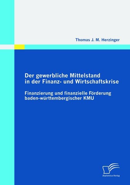 Der gewerbliche Mittelstand in der Finanz- und Wirtschaftskrise - Finanzierung und finanzielle Förderung baden-württembergischer KMU, Taschenbuch von