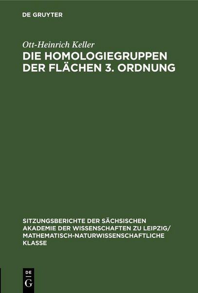 Produktbild: Die Homologiegruppen der Fl&auml;chen 3. Ordnung