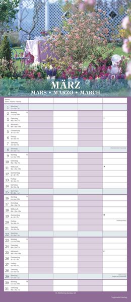 Gärten 2026 Familienplaner - Wandkalender - Familienkalender - 19,5x45