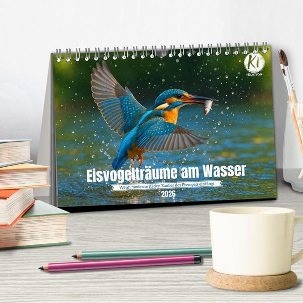 Produktbild: Eisvogeltr&auml;ume am Wasser (Tischkalender 2026 DIN A5 quer), CALVENDO Monatskalender