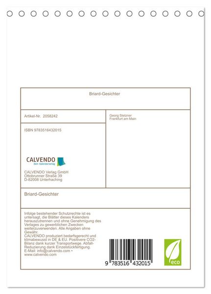 Produktbild: Briard-Gesichter (Tischkalender 2026 DIN A5 hoch), CALVENDO Monatskalender