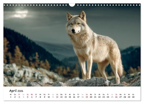 Produktbild: W&ouml;lfe im Mondlicht - Ruf der Wildnis (Wandkalender 2026 DIN A3 quer), CALVENDO Monatskalender