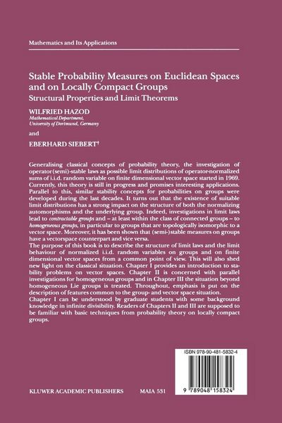 Produktbild: Stable Probability Measures on Euclidean Spaces and on Locally Compact Groups