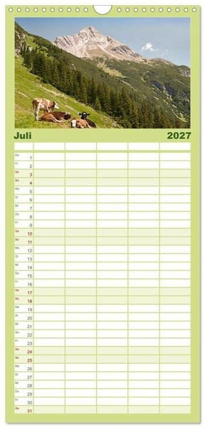 Produktbild: Familienplaner 2027 - Allg&auml;uer Alpen 2027 mit 5 Spalten (Wandkalender, 21 x 45 cm) CALVENDO