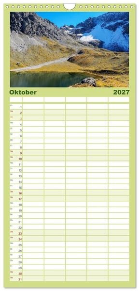 Produktbild: Familienplaner 2027 - Lechtaler Alpen mit 5 Spalten (Wandkalender, 21 x 45 cm) CALVENDO