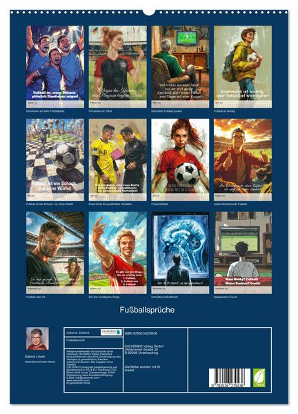 Produktbild: Fu&szlig;ballspr&uuml;che (hochwertiger Premium Wandkalender 2026 DIN A2 hoch), Kunstdruck in Hochglanz