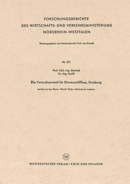 Produktbild: Die Versuchsanstalt f&uuml;r Binnenschiffbau, Duisburg