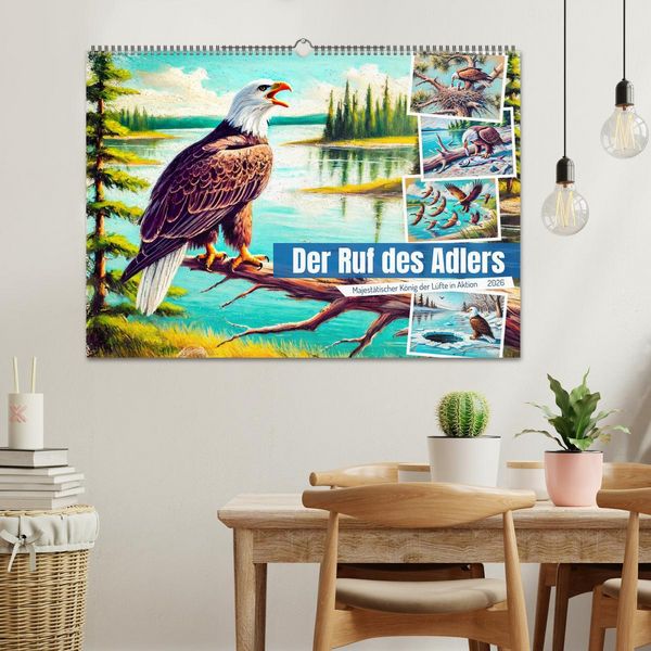 Produktbild: Der Ruf des Adlers - Majest&auml;tischer K&ouml;nig der L&uuml;fte in Aktion (Wandkalender 2026 DIN A2 quer), CALVENDO Monatskalender