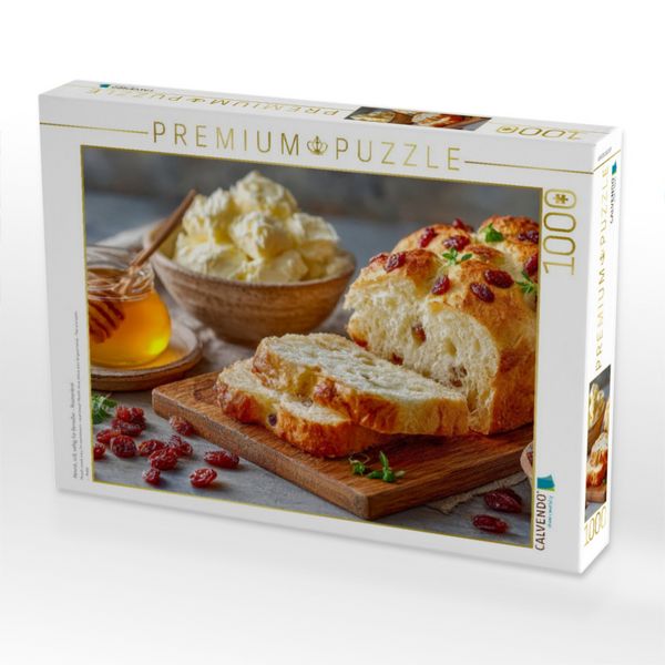 Produktbild: CALVENDO Puzzle Mmmh, s&uuml;&szlig;, saftig, f&uuml;r Genie&szlig;er - Rosinenbrot | 1000 Teile Lege-Gr&ouml;&szlig;e 64x48cm Foto-Puzzle f&uuml;r gl&uuml;ckliche Stunden