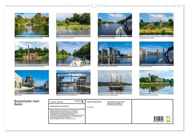 Produktbild: Bootscharter nach Berlin (Wandkalender 2027 DIN A2 quer), CALVENDO Monatskalender