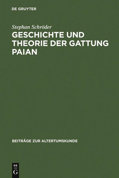 Produktbild: Geschichte und Theorie der Gattung Paian