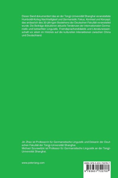 Produktbild: Nachhaltigkeit und Germanistik. Fokus, Kontrast und Konzept