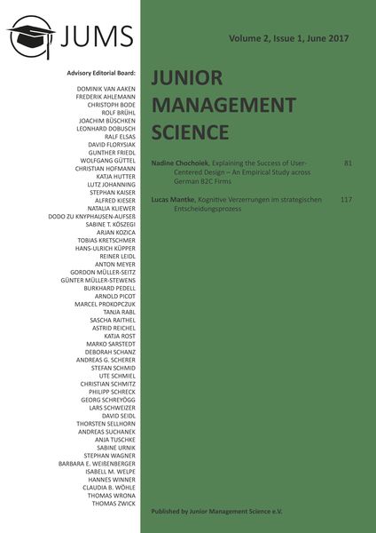 Junior Management Science, Volume 2, Issue 1, June 2017, Taschenbuch von Junior Management Science E. V., GRIN, 9783346081698