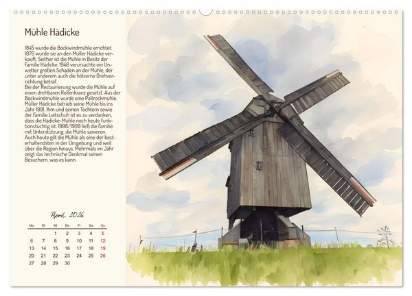 Produktbild: Deutschlands sch&ouml;nste Windm&uuml;hlen (hochwertiger Premium Wandkalender 2026 DIN A2 quer), Kunstdruck in Hochglanz
