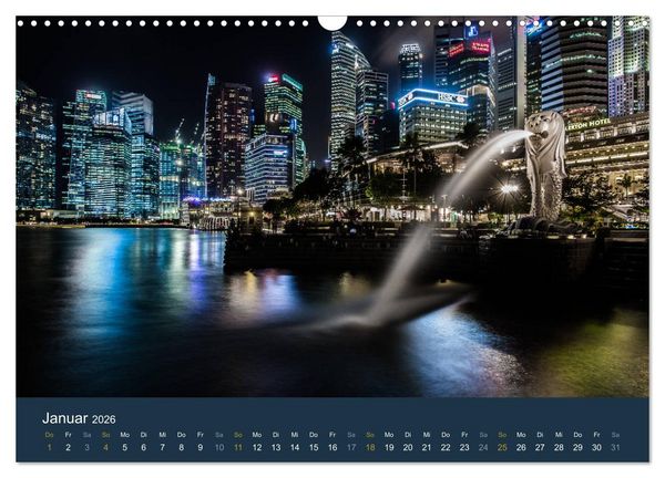Produktbild: Singapur bei Nacht und Tag (Wandkalender 2026 DIN A3 quer), CALVENDO Monatskalender