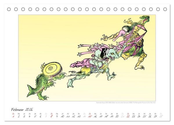 Produktbild: Kawanabe Kyosai - Einhundert D&auml;monen Kunstkalender (Tischkalender 2026 DIN A5 quer), CALVENDO Monatskalender