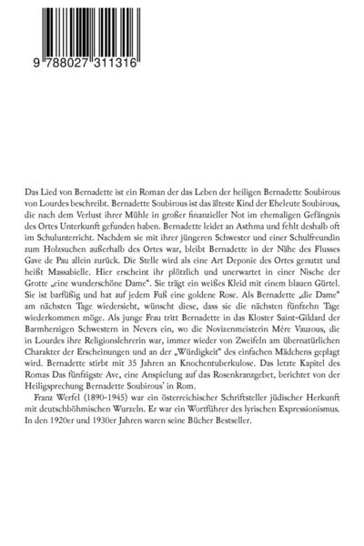 Produktbild: Das Lied von Bernadette (Historischer Roman)