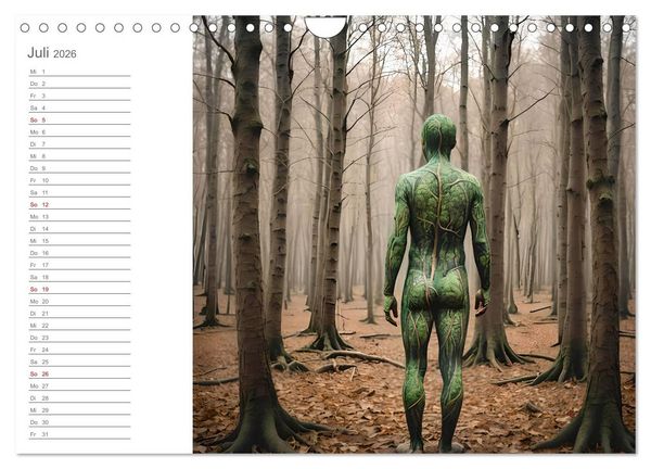 Produktbild: Tarnung und Illusion KI-Kunstvolle Verschmelzung von K&ouml;rper und Umgebung (Wandkalender 2026 DIN A4 quer), CALVENDO Monatskalender