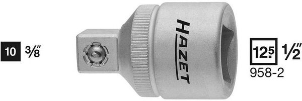 'Hazet 958-2 Steckschlüssel-Adapter Antrieb 1/2' (12.5 mm) Abtrieb 3/8' (10 mm) 36mm 1St.'