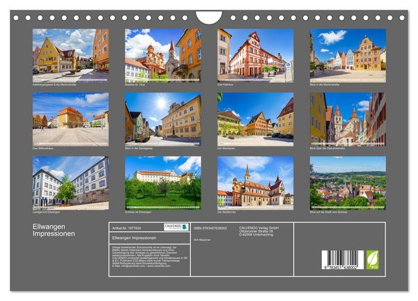 Produktbild: Ellwangen Impressionen (Wandkalender 2026 DIN A4 quer), CALVENDO Monatskalender