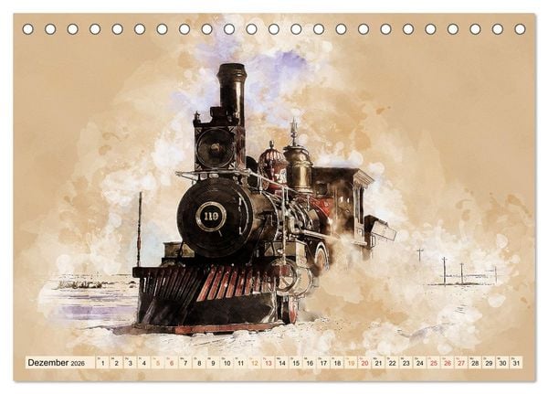 Produktbild: Dampflokomotiven - wundersch&ouml;ne Giganten auf Schienen (Tischkalender 2026 DIN A5 quer), CALVENDO Monatskalender