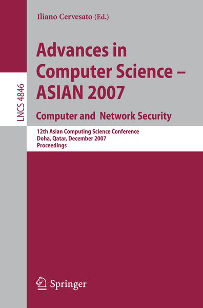Produktbild: Advances in Computer Science - ASIAN 2007. Computer and Network Security